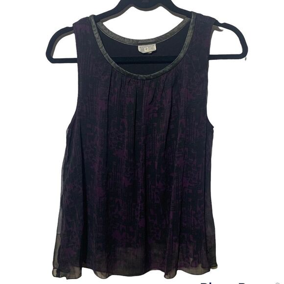 Converse one star sleeveless blouse purple black sheer over lay medium - Picture 1 of 9